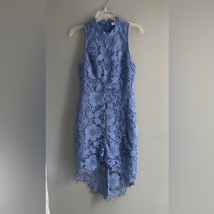 ASTR THE LABEL LACE SAMANTHA‎ DRESS Blue Med High Low Gatsby Boho Festival Sheer